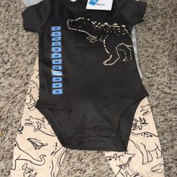 Carters Pants And Onesie Dinosaur Set 9 Months