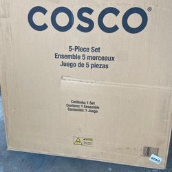 COSCO 5-Piece Folding Table and Chair Set, Black 