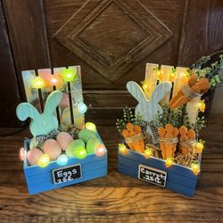 🐰 Handcrafted Light-up Easter Crate Set 