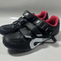 Peloton Cycling Shoes Indoor Exercise Bike Black Red Cleats Size 40
