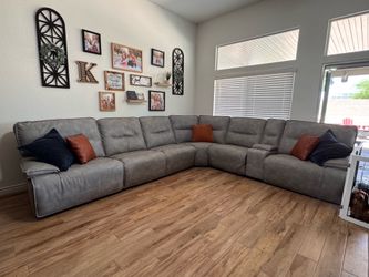 Grey leather sectional
