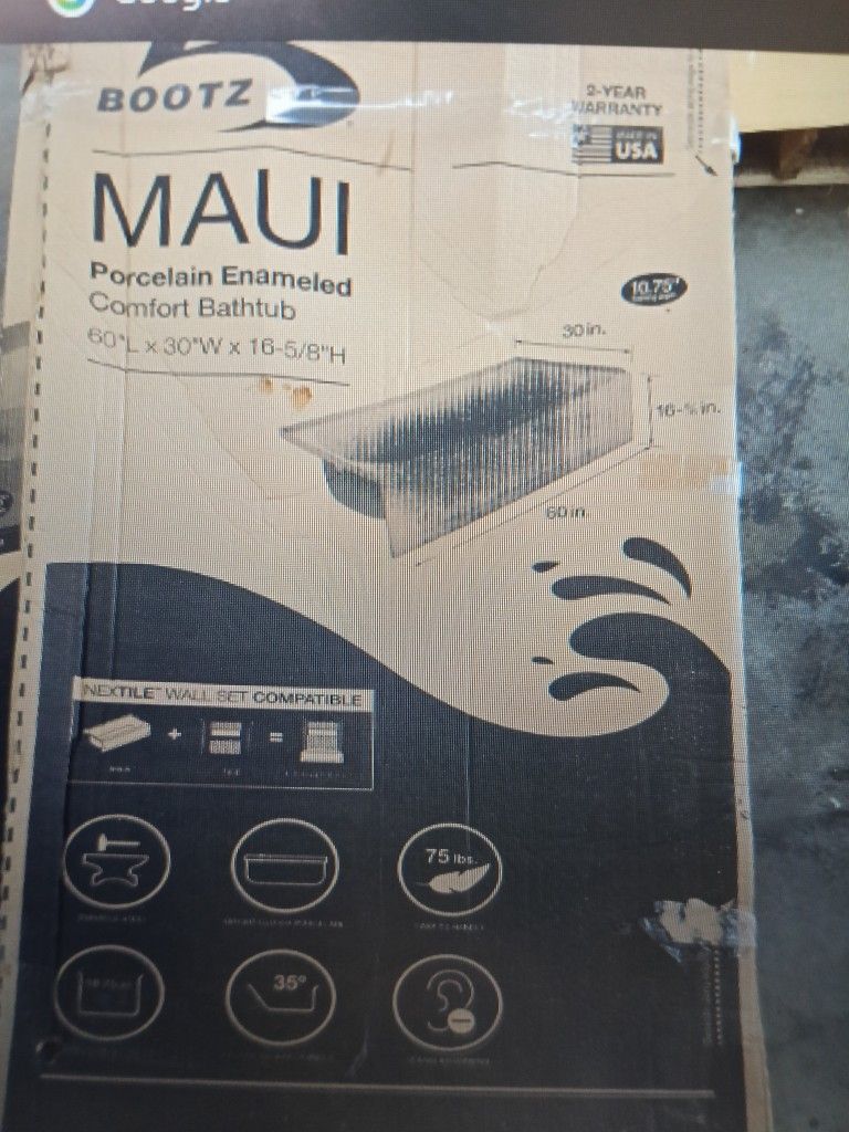 Maui 60 In ×30 in Soaking Bathtub Right drain