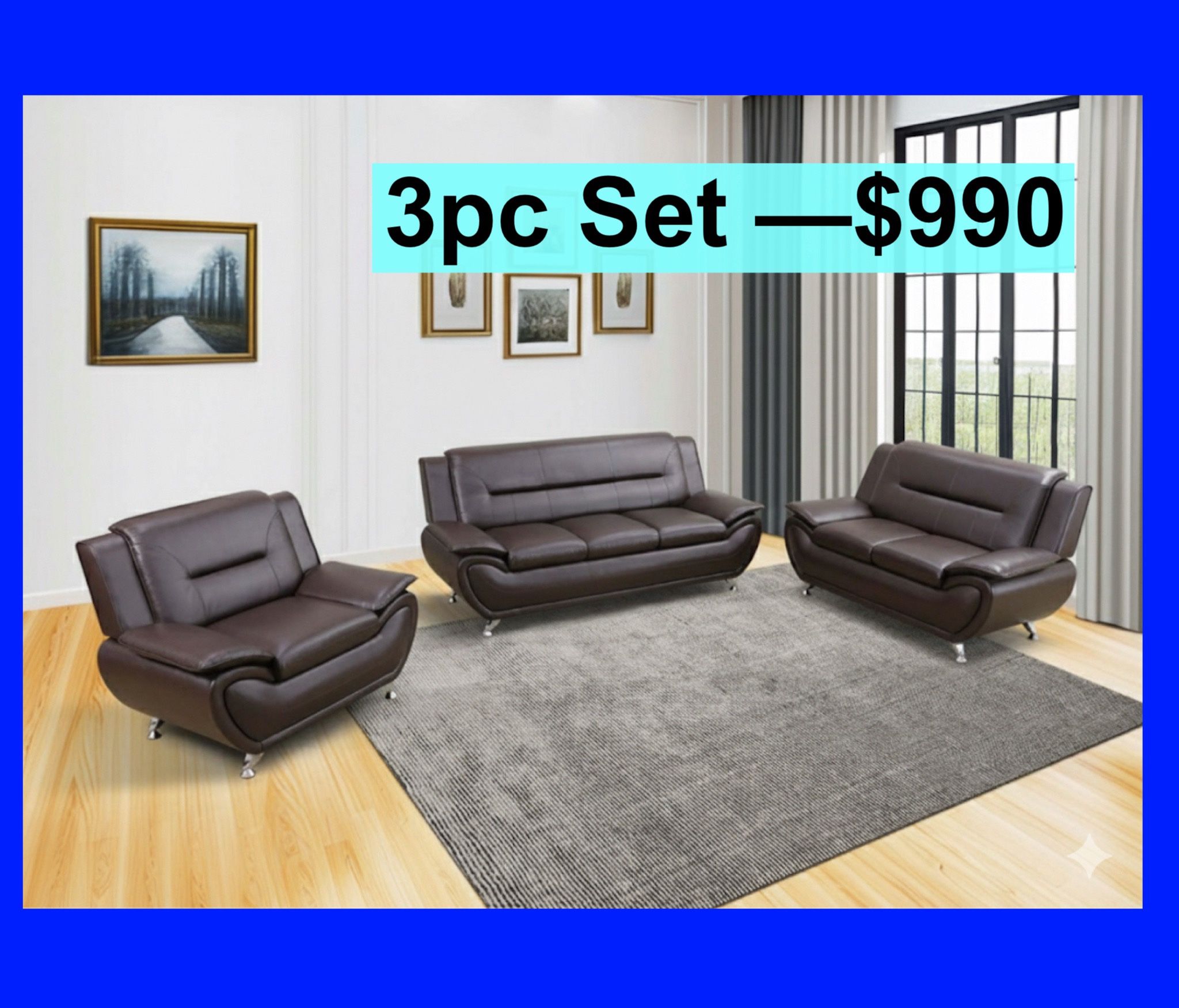 FREE DELIVERY💥Brand New 💥3PC Sofa, Loveseat, Chair Set 