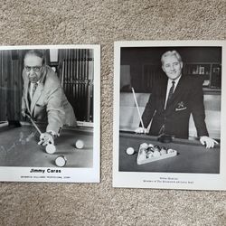 Jimmy Caras/Willie Mosconi Pool/Billiards Photographs (8x10), B&W, Original Brunswick Billiards Photographs, Autographed!