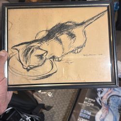 Vintage Kitty Drinking water 1959