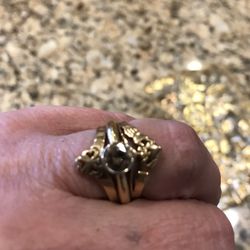 14K Gold Chanmpange Diamonn Wedding Ring