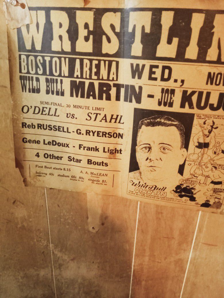 Old Newspaper Posting Of Boxing Match