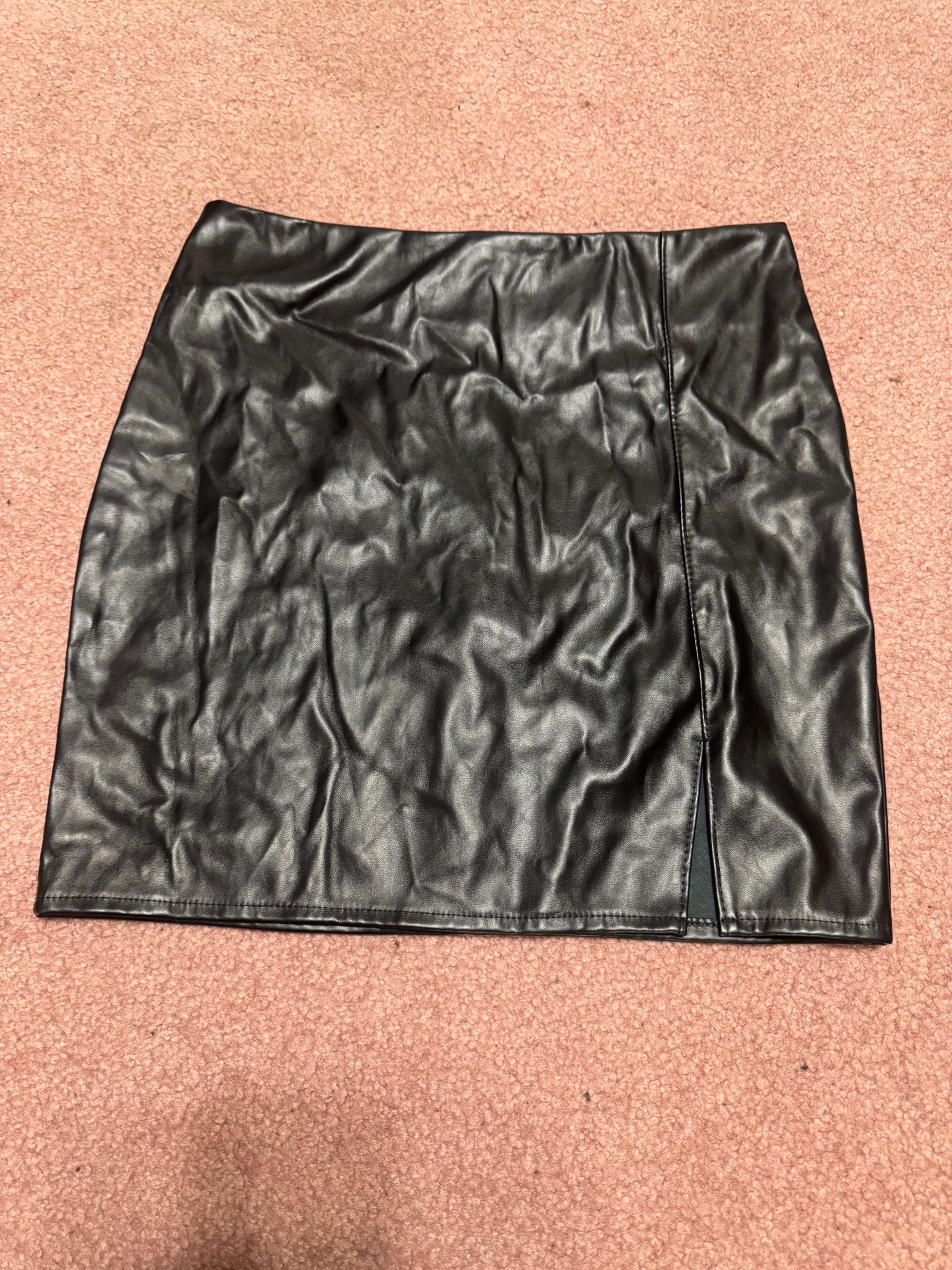 New small black pleather mini skirt goth gothic retro pencil