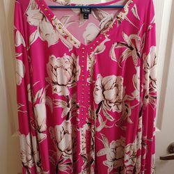3XL Pretty Pink Floral Blouse 