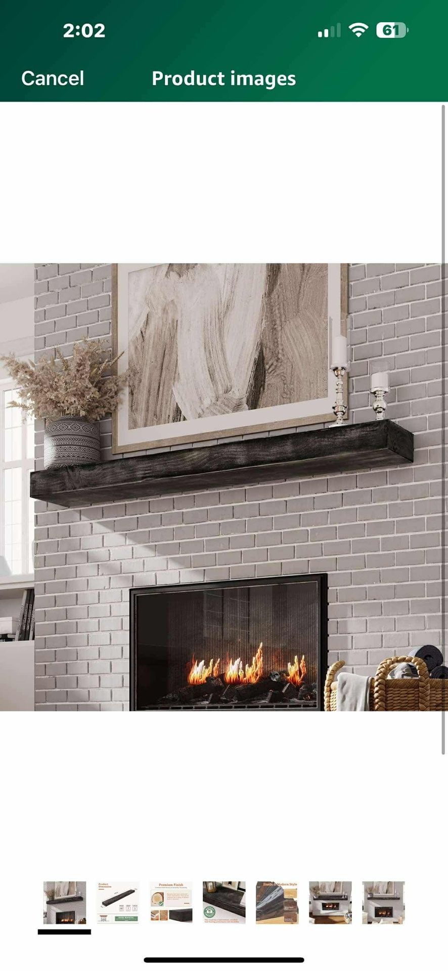 New in box 60 Inch Floating Shelf, Handcrafted Wood Mantles for Over Fireplace, Floating Mantel Shelf with Invisible Heavy Duty Metal Bracket for Wall