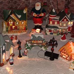 Light-Up Ceramic Christmas Village With Figures $100 ForAll