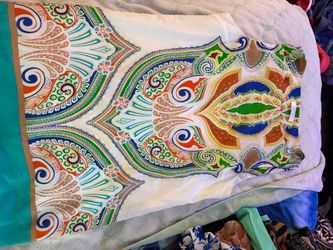 Renée C. Colorful Paisley Shift Dress Made in USA Sleeveless - L