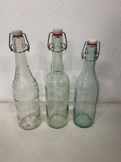 Glass Swing Top Bottles Set of 3
