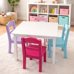 🌈 Brand New Kids Wood Table & 4 Chairs – $99 🌈
