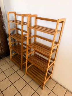 Wooden 4-Tier Freestanding Shelf unit Bookshelves – Set of 2 (can get separate)