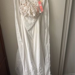 GALINA SIGNATURE  Lace Sheer Beaded Bodice Wedding Dress