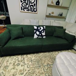 Free Delivery! Modern 95” Dark Olive Couch in great condition.Fully Clean from Smoke & Pet free home