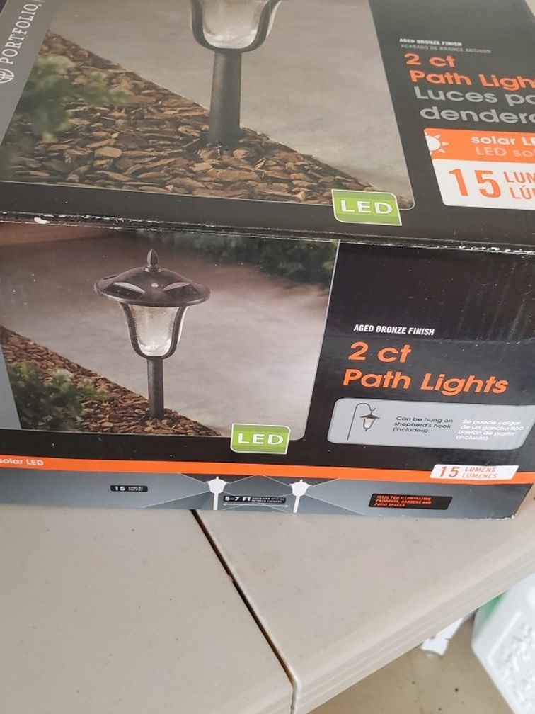 Portfolio 2-Pack 12Brighter (14.4-Lumen) Aged Bronze Solar Integrated LED Path Light
