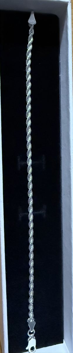 Sterling Silver Unisex Rope Bracelet 8”