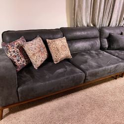 Grey Sectional Sofa with Bed Featur