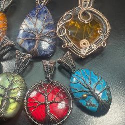 Natural stone wire wrap pendants $10 each