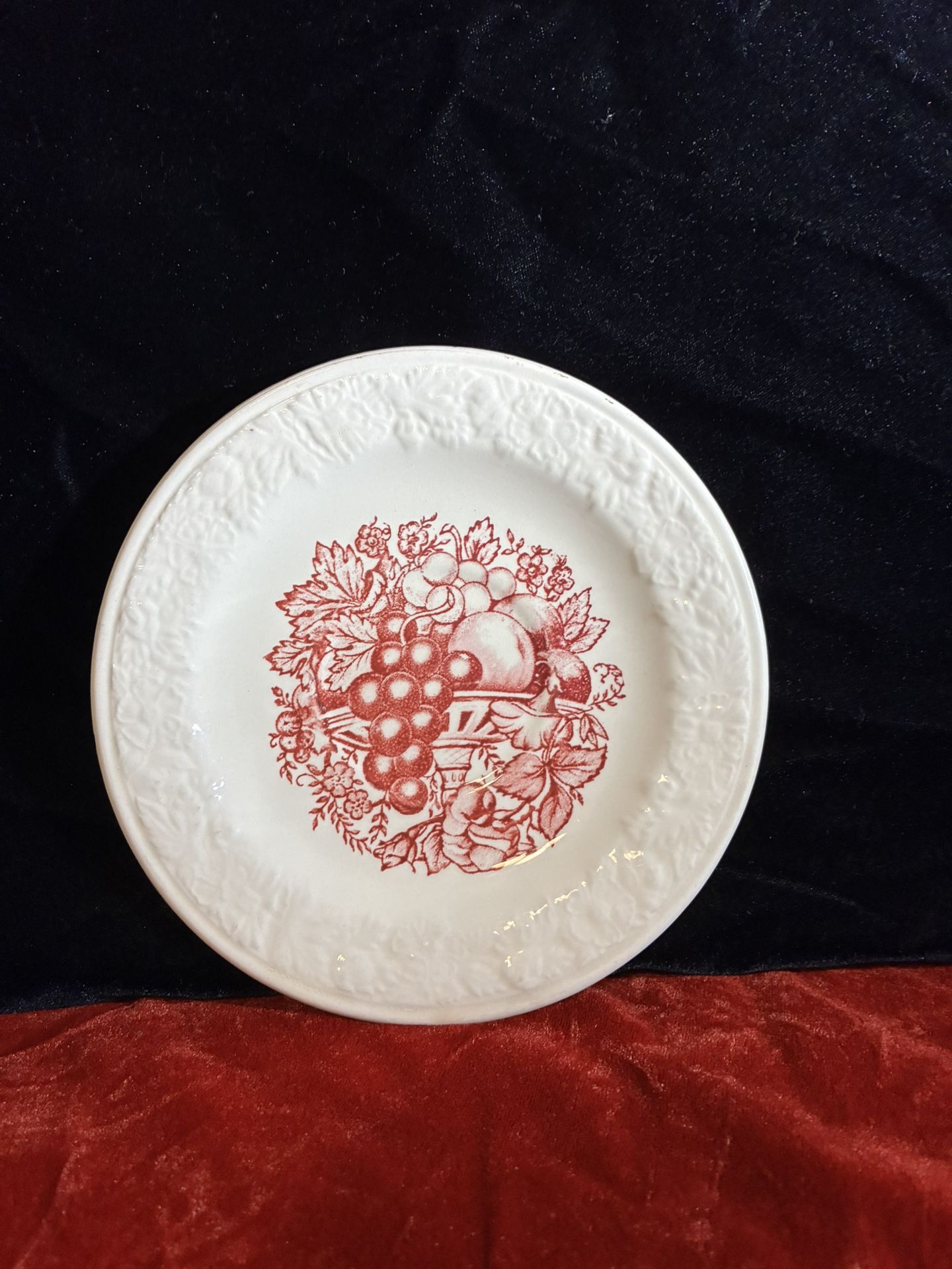 Small Red And White Harvest Plate