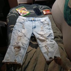 Jean Shorts With Rips 