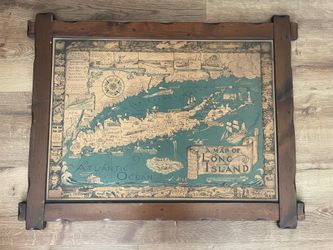 Framed Map of Long Island