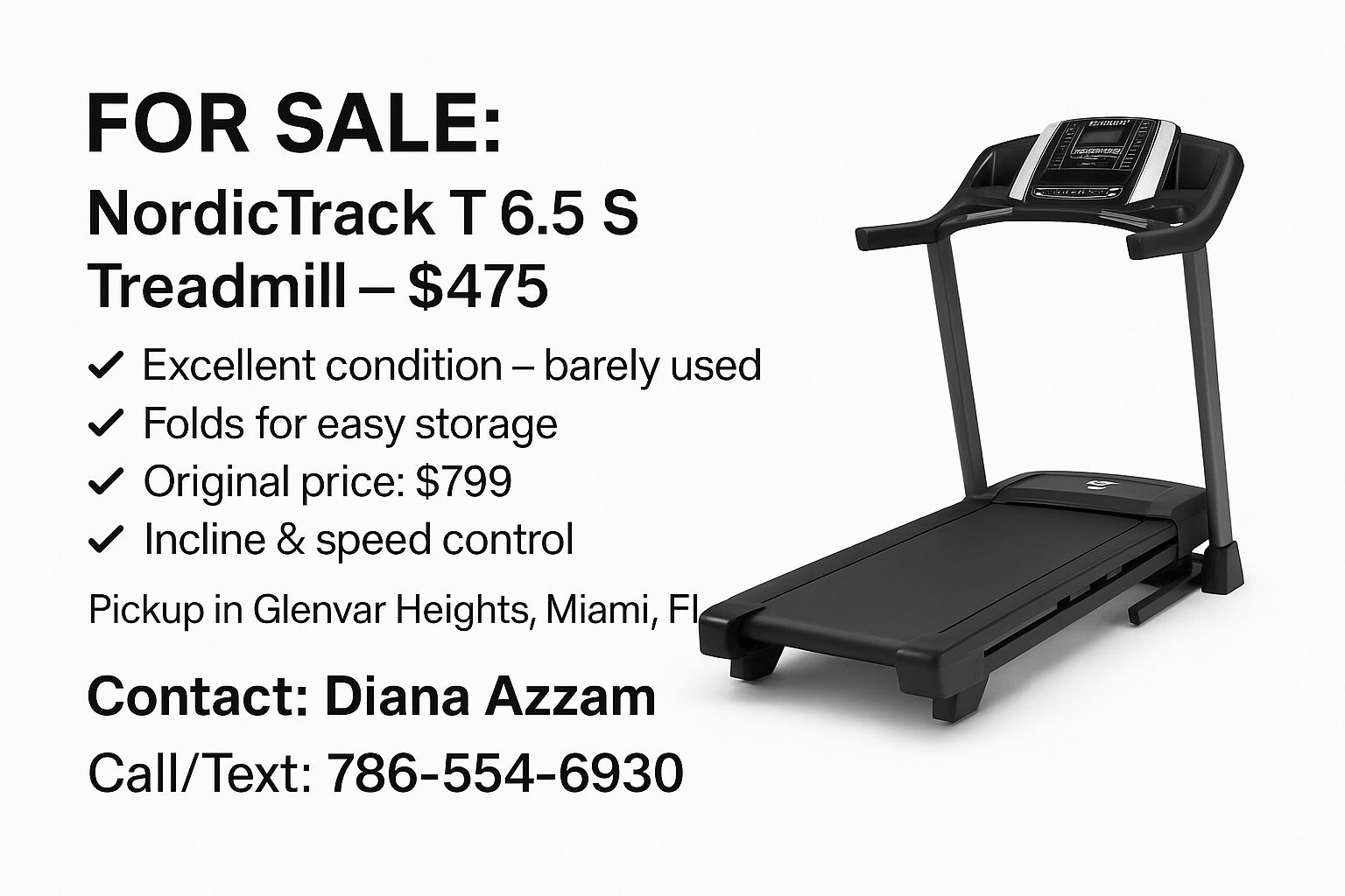 Barely Used Treadmill For Sale