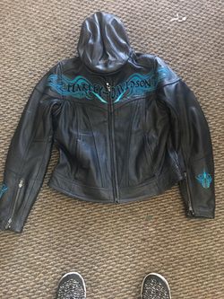 Harley Davidson jacket and hat