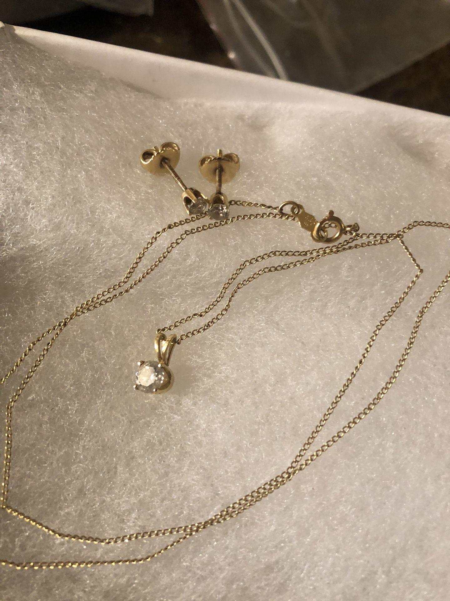 14k Real Diamonds Set Necklace & Earrings 