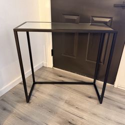 Black Entry Table, Mirror Glass Top