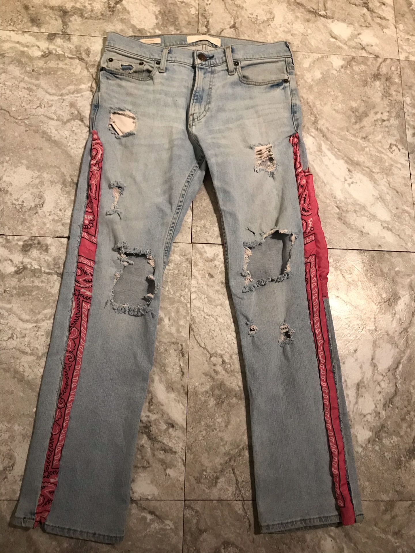 Custom pink bandana jeans