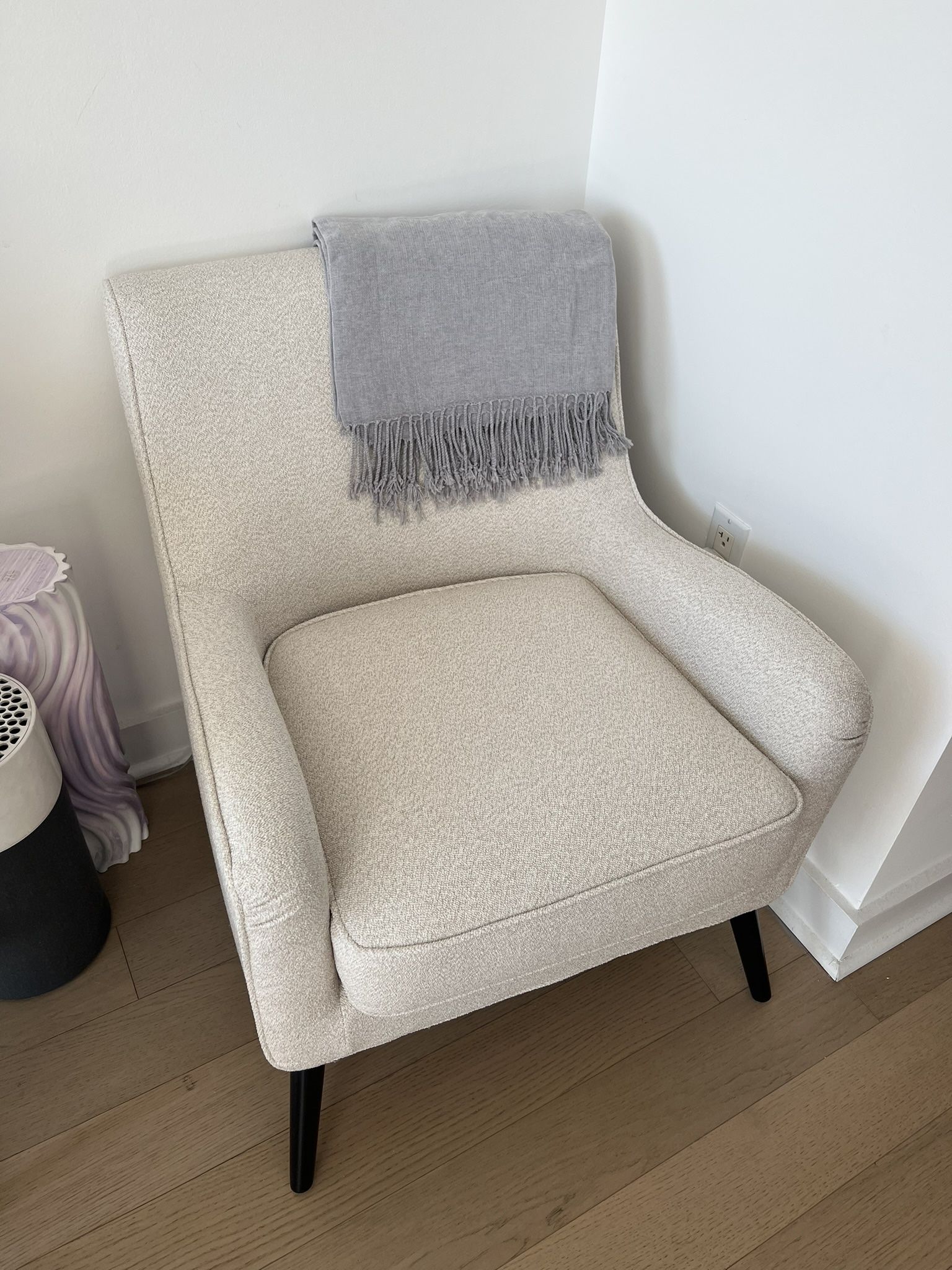 West Elm Book Nook Armchair, Luxe Boucle, Angora Beige