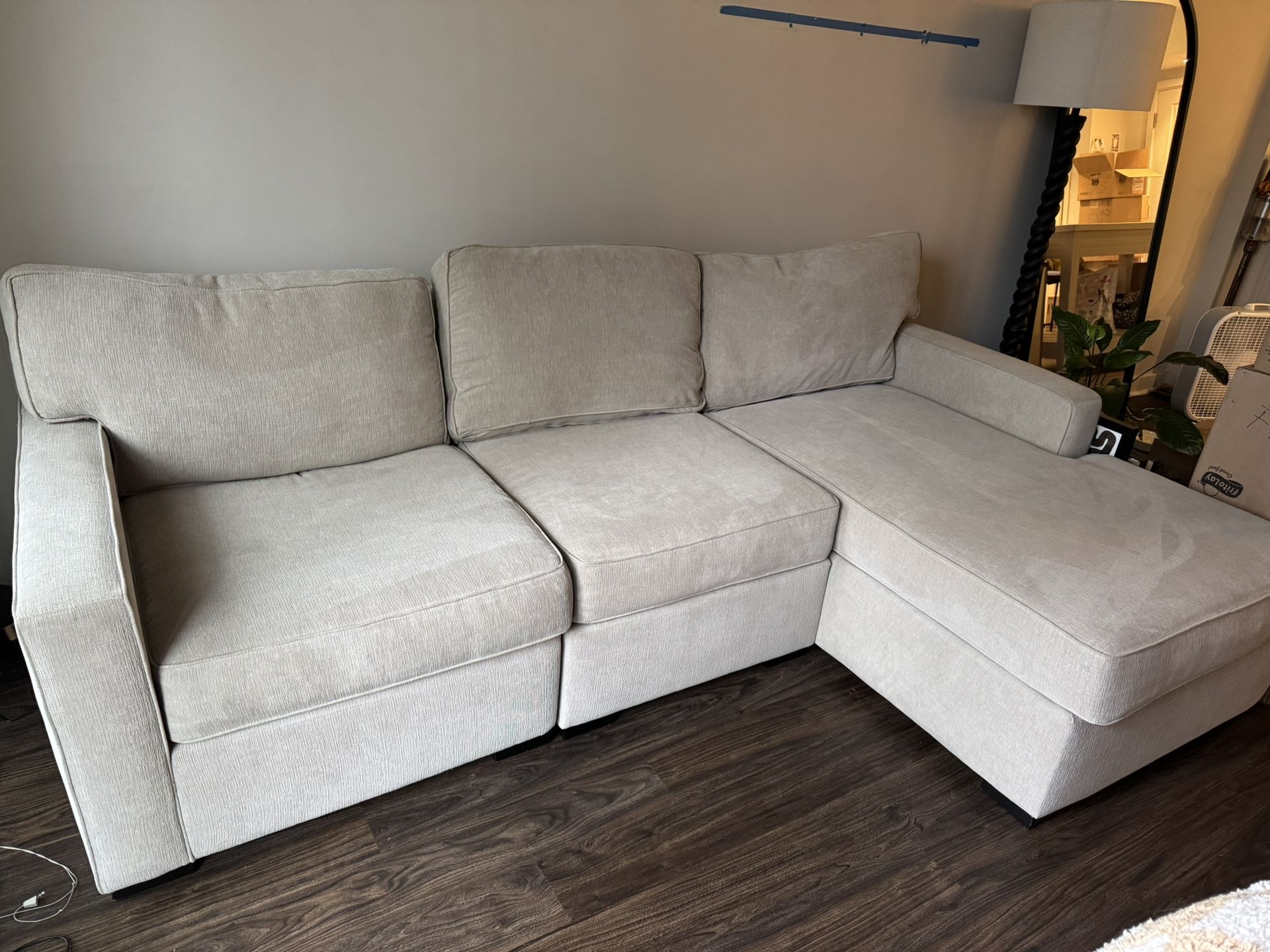 Macys Radley 3 Piece Chaise Sectional Couch