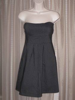 NEW ! TABOGA Women's Dress Gray Striped Corset Strapeless Bubble Formal Stylish Sz S