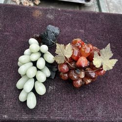 Vintage Stone Grape Clusters (2) – Real Quartz / Onyx Decor