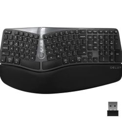 DELUX Wireless Ergonomic Split Keyboard with Wrist Rest, Multi-Device Ergo Keyboard Bluetooth for Windows and Mac