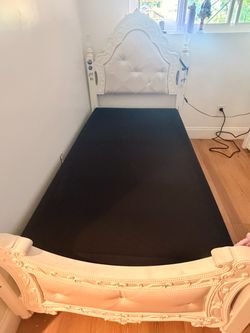White Ornate Victorian-Style Twin Bed Frame $300  price for 2  Twin Bed Frame