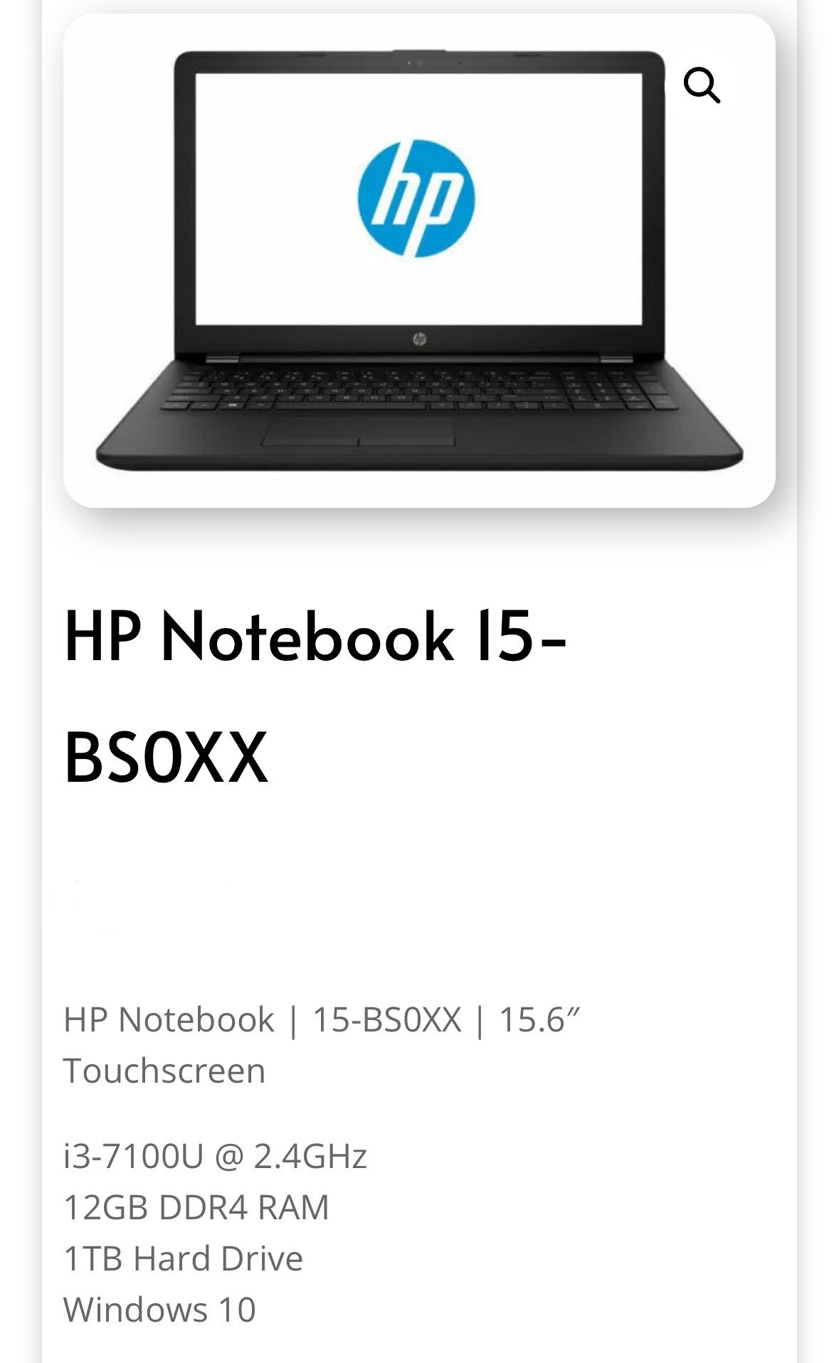 HP Notebook 15 Touchscreen w Case