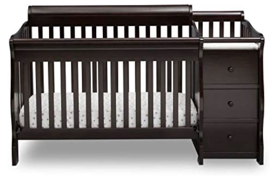 Princeton Convertible Crib and Attached Changing Table, Dark Chocolate