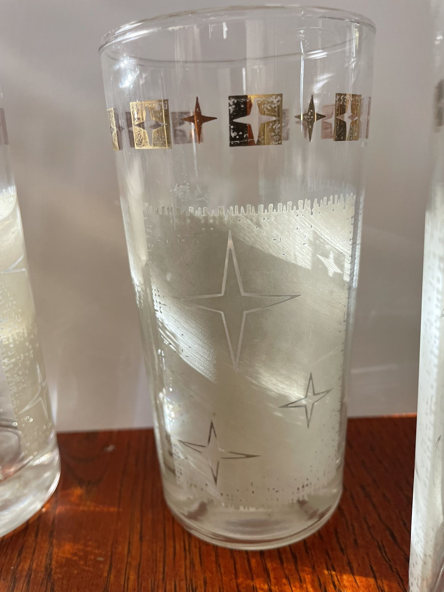 Vintage Atomic Mid Century Atomic Starburst Glass Tumblers 5.6”