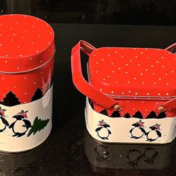 🚨Bargain:⛄️Christmas/Holiday Tin Containers, Lids, Handles (brand new)