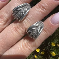 David Yurman Sterling 18k Yellow Gold Post Diamond Cable Shrimp Earrings