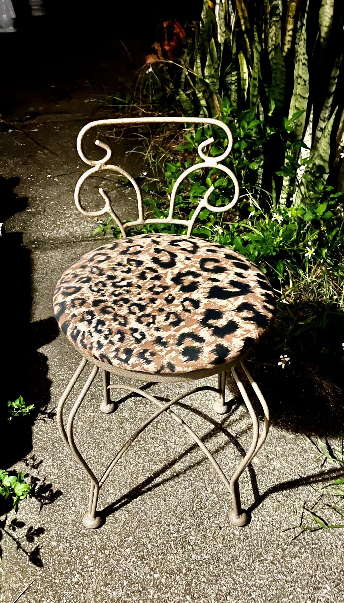 Leopard Print Vanity Chair New Upholstery Fabric