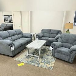 Allmaxx Pewter Sofa, Loveseat and Recliner  Living Room set 