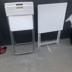 White Folding Table And Two Folding Chairs 