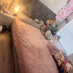 Grey queen bed frame