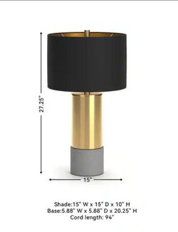 Set of 2 Modern Table Lamp Black Shade Gold Base