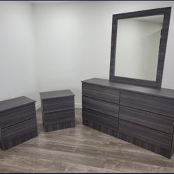 Dresser Whit Mirror And 2 Nightstands - Cómoda Con Espejo Y 2 Mesitas De Noche 